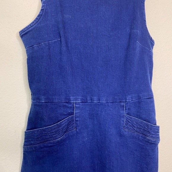Oasis Denim Overall Pocketed Dress Sz 10 - Picture 4 of 10